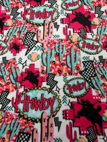Pink Western Swim Spandex Fabric on swim fabric