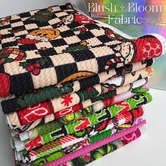 Blush & Bloom Box of Bows on bullet liverpool knit fabric