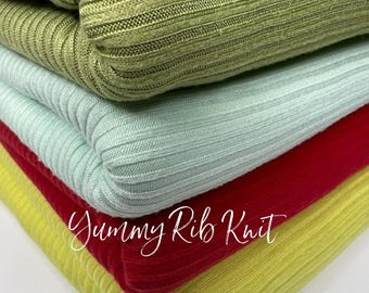 Yummy Rib Knit Fabrics | 4x2 | light weight | stretchy | ribbed knit | fabric by the yard or half yard