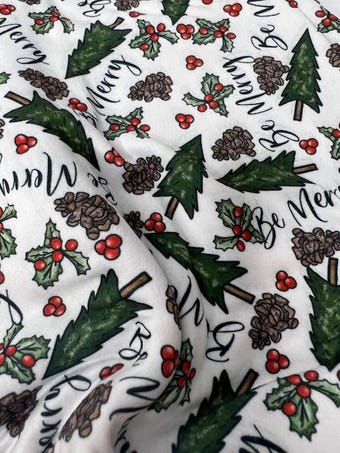 Be Merry Christmas Knit Fabric on double brushed poly fabric