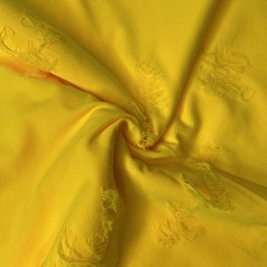 Neon Yellow Distressed Denim Jersey Knit Fabric: Apparel Sewing, 58-60&quot; Wide