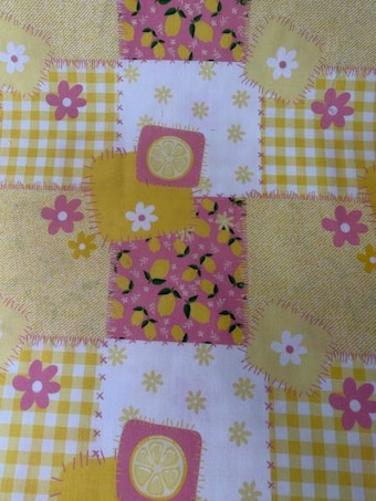 Lemon Patchwork Cotton Fabric on 100% woven cotton fabric