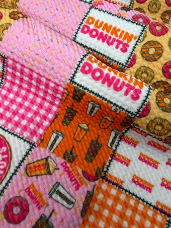Sweet Morning Coffee Patchwork Bullet Fabric on bullet liverpool knit fabric