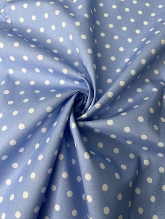 Blue Dot Fabric on 100% woven cotton fabric