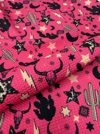 Hot Pink Western Bullet Fabric on bullet liverpool knit fabric