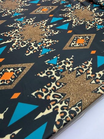 Aztec Leopard Swim Spandex Fabric on swim fabric