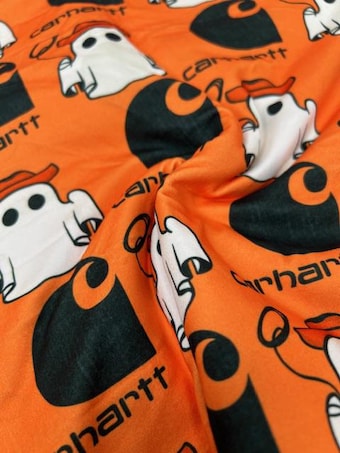 Ghost Cowboy DBP Fabric: Spooky Western Halloween Print on double brushed poly fabric