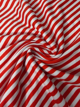 Christmas Candy Cane Stripe DBP Knit Fabric on double brushed poly fabric