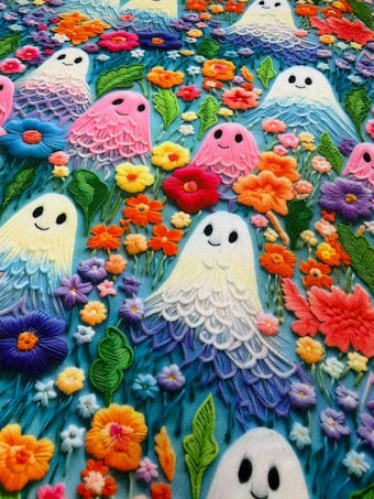 Faux Embroidery Ghost Fabric on double brushed poly fabric