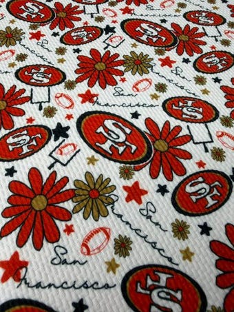 San Francisco Football Bullet Fabric on bullet liverpool knit fabric