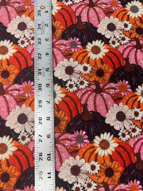 Retro Pumpkin & Daisy Liverpool-Bullet Fabric - Vibrant Fall Floral Print by the Yard