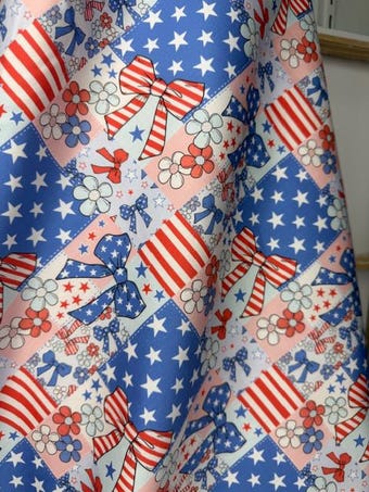 Americana Coquette Cotton Fabric on 100% woven cotton fabric