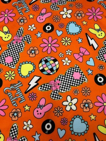 Happy Easter on double brushed poly fabric