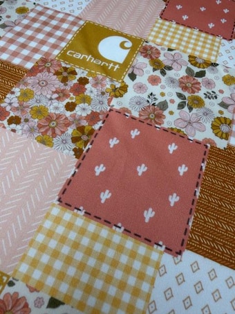 Country Peachy Girl Gingham Patchwork Cotton on 100% woven cotton fabric
