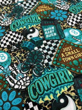 Cowgirl Rocker DBP Fabric: Western Print on double brushed poly fabric