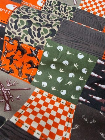 Rugged Outdoor Patchwork Cotton Fabric on 100% woven cotton fabric