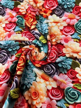 Floral DBP Knit Fabric: Buttery Soft Stretchy Print - Roses on double brushed poly fabric