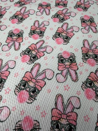 Bubblegum Bunny Bullet Fabric on bullet liverpool knit fabric