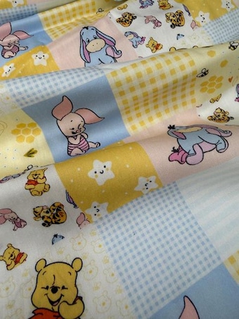 Sweet Honey Bear Patchwork Cotton Fabric on 100% woven cotton fabric