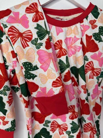 Christmas Bows 2 piece Pajama Set — handmade children's apparel, Christmas pajamas and holiday dresses