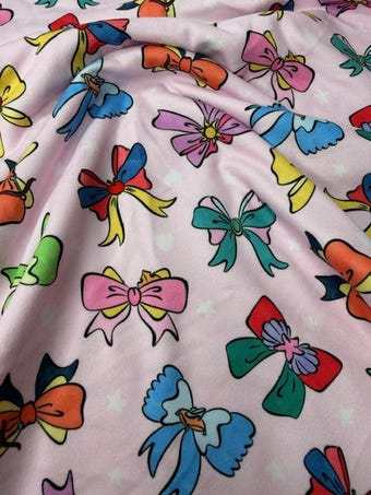 Character Bow Fabric on double brushed poly fabric