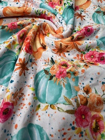 Pumpkin Patch DBP Knit Fabric: Turquoise on double brushed poly fabric