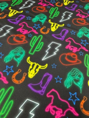 Neon Western Spandex Fabric on swim fabric