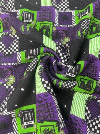 Ghost with the Most Bullet Knit Fabric - Spooky Patchwork Print for Halloween & Apparel on bullet liverpool knit fabric