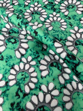 Mint Turquoise Squash Blossom Spandex Fabric on other fabric