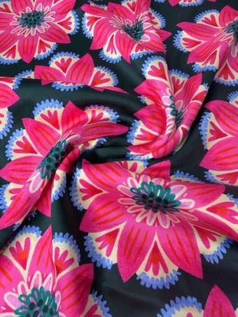 Luxurious Bold Pink Floral Satin Fabric - 58-60" Wide Silky Smooth Apparel Material by the Yard on other fabric