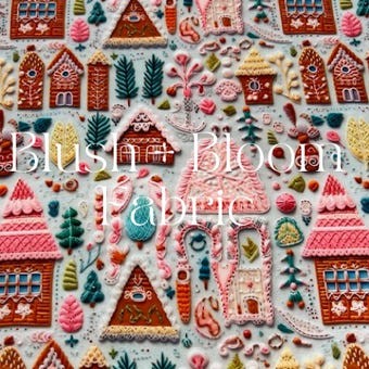 3D Realistic Embroidered Gingerbread Houses Printed on DBP Knit Fabric on double brushed poly fabric