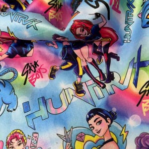 Anime Character Kpop Fleece Fabric, Fleece Blanket Fabric, Not to thick perfect to pair with a cuddle minky, super soft. Ready to Ship!