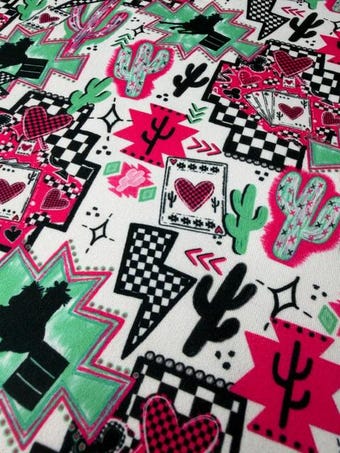 Neon Western Swim Spandex Fabric on swim fabric