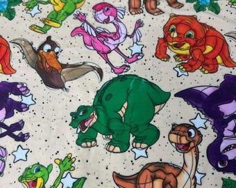 Whimsical Dino DBP Fabric - Double Brushed Polyester Knit - Bright Cartoon Dinosaur Print by the Yard-Ships fast