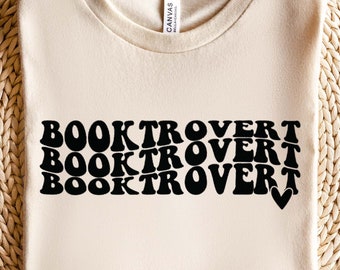 Booktrovert SVG PNG, Retro Book Lover Svg, Reading Svg, Books Svg, Bookish Svg, Teacher Svg, Librarian Svg, Book Lover Shirt Svg Cut File