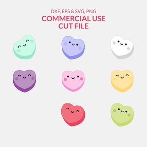 Pacote Candy Hearts SVG, Valentine Heart Candy Png Svg Cricut File, Love Hearts SVG pacote de arquivos cortados