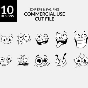 Cartoon Gesichter SVG Bundle, Emojis Expression Svg Datei, Emotion Gesicht SVG Cut File Bundle