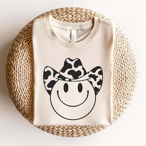 Cowboy Smiley SVG PNG, Happy Face Svg, Cowboy Svg, Cowgirl Svg, Smiley Face Svg, Howdy Yall Svg, Cow Print Hat Svg, Western Country Svg