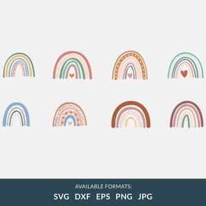 Boho Rainbow svg Bundle, cute Rainbow Svg, Boho Rainbow Clipart , Boho Rainbow svg cut file, hand drawn rainbow, pastel rainbow svg