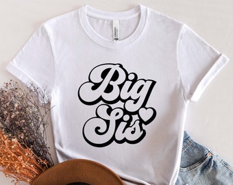 Big Sis SVG PNG, Family Svg, Retro Big Sister Svg, Baby Announcement Svg, Siblings Svg, Sisters Svg, Biggest Sister Svg Cut File For Cricut
