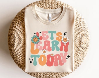 Let’s Learn Today Svg Png, Funny Teacher Svg, Smiley Face Svg, Teacher Shirt Svg, Retro Teacher Life Svg Cut Files For Cricut