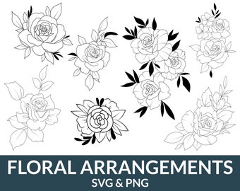 floral arrangements svg, flower svg bundle, wildflower svg bundle, rose svg bundle, flower corner svg, bouquet svg, floral border svg