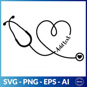 Coeur stéthoscope Svg, Svg nom stéthoscope, infirmière vie Svg, médecin Svg, Svg médical, Clipart