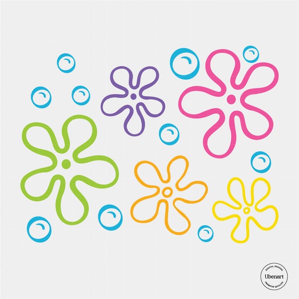 Bikini Flowers Svg Png, Sponge Flowers Svg, Pastel Flowers Svg, Digital Download, Cricut