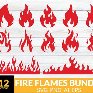 Fire Flame Svg, Fire Flames Svg Bundle, Fire Clipart, Flames Svg Cricut File, Fireball Svg, Fire Flame Silhouette, Png, Instant Download
