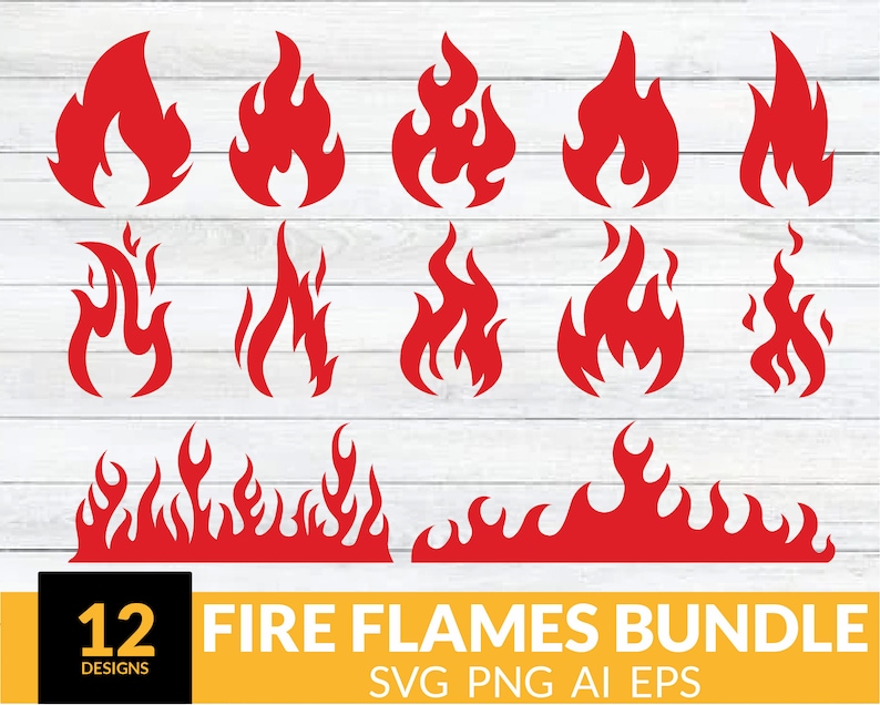 Fire Flame Svg, Fire Flames Svg Bundle, Fire Clipart, Flames Svg Cricut ...