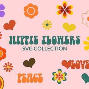 Retro Flower svg Bundle, Groovy Flowers Svg, retro flower shapes svg, retro daisy svg, hippie flower svg
