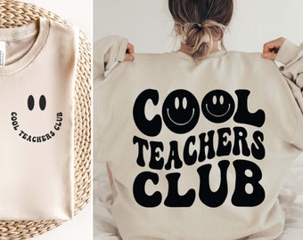 Cool Teachers Club SVG PNG, Retro Teacher Life Svg, Teacher Shirt Svg, Teacherlife Svg, Retro Teacher Svg, Front And Back Teacher Svg