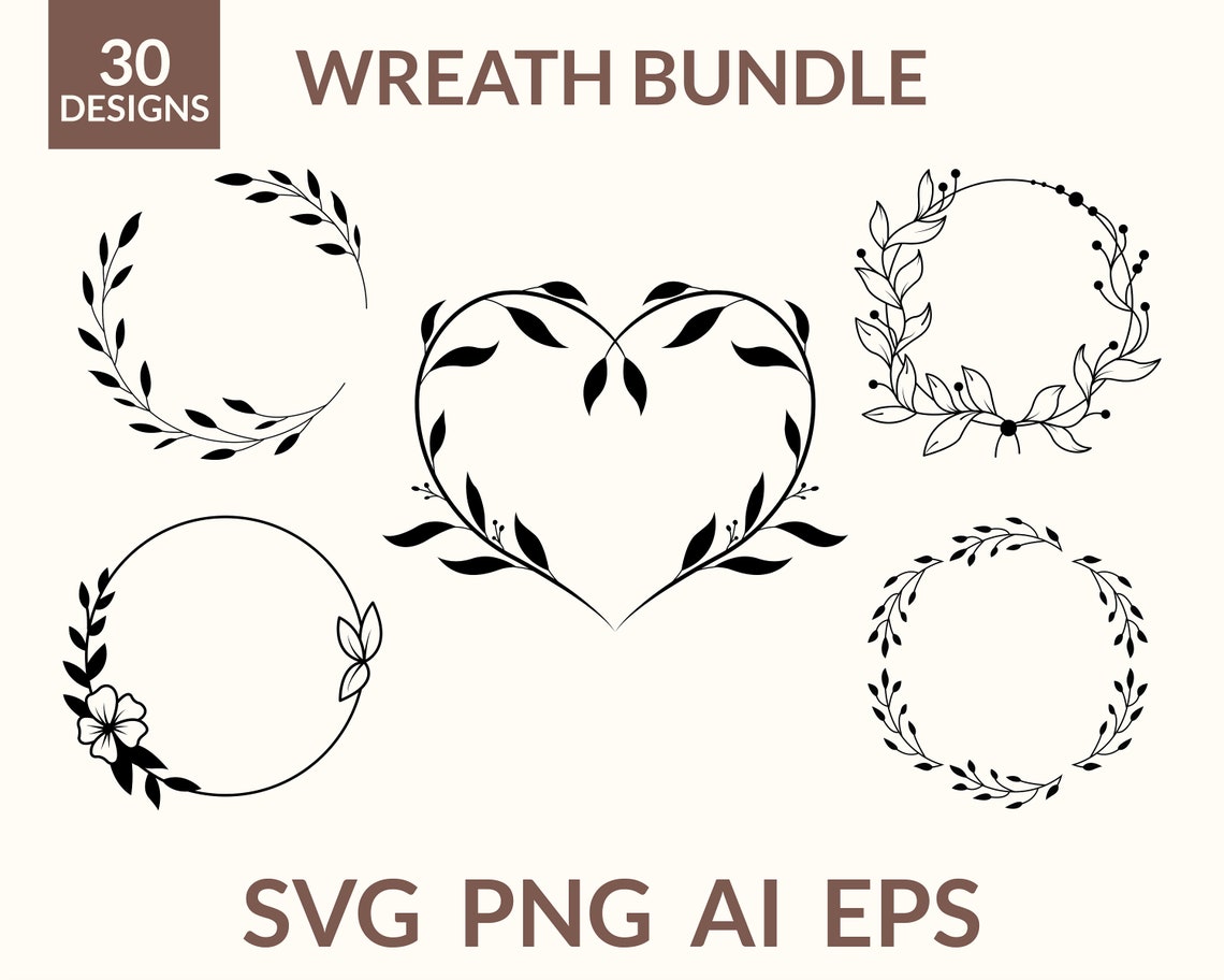 Wreath Svg Bundle Circle Monogram Svg Wedding Wreath Svg - Etsy