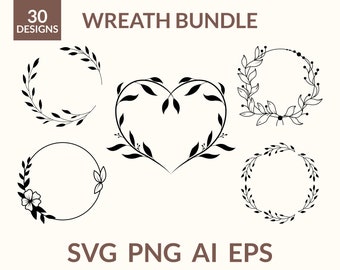 Wreath svg Bundle, Circle Monogram svg, Wedding Wreath svg, Floral Wreath svg, Heart Laurel Wreath svg, Wreath Monogram svg, Wreath Cut File